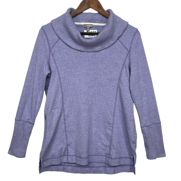 T by Talbots Sweater Women Size M Blue Pullover Cowl Neck Cotton Long Sleeves - Picture 1 of 14